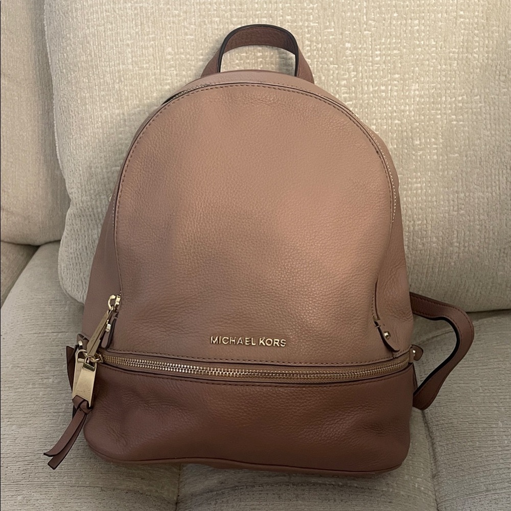 Michael Kors Rhea Medium Color-Block Pebbled Leather Backpack